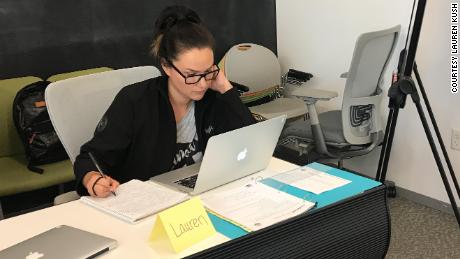 Lauren Kush learns how to code at St. Joseph Center in Venice, California.