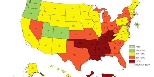 The map of physical inactivity levels across the U.S.