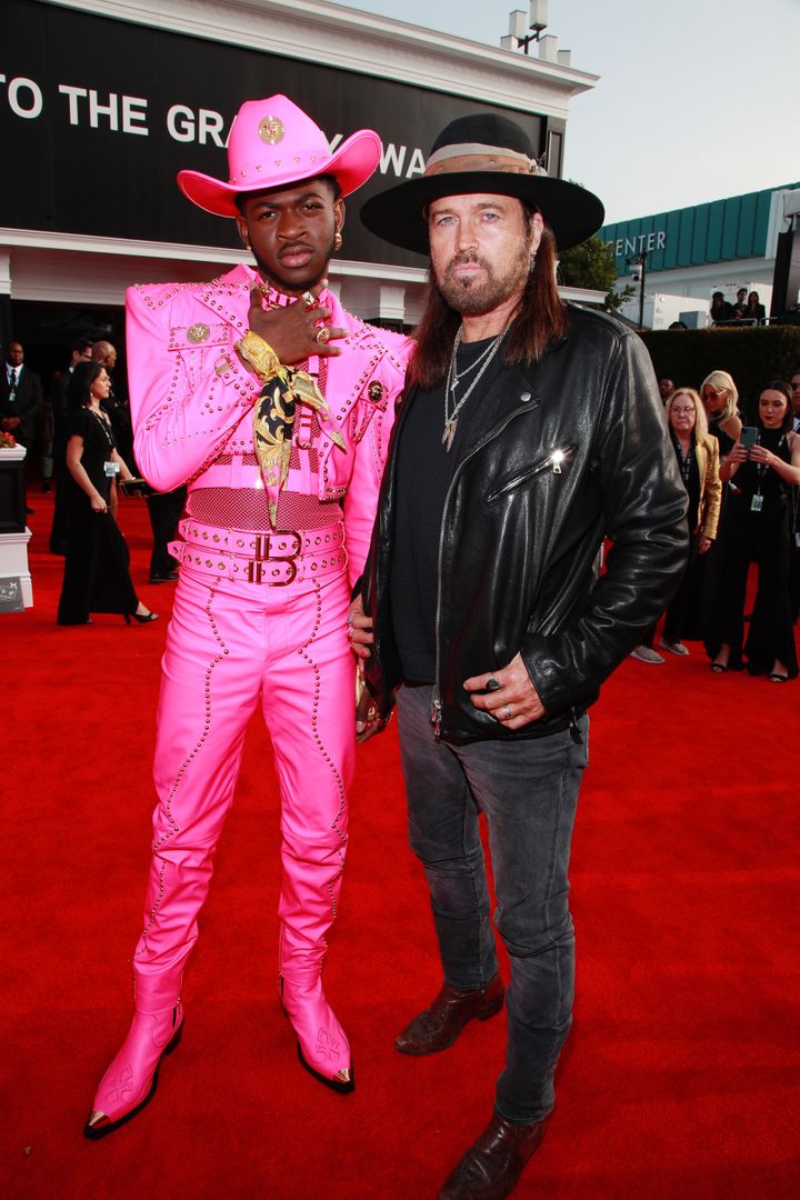 Lil Nas X and Billy Ray Cyrus at the 62nd Annual Grammy Awards red carpet on January 26.