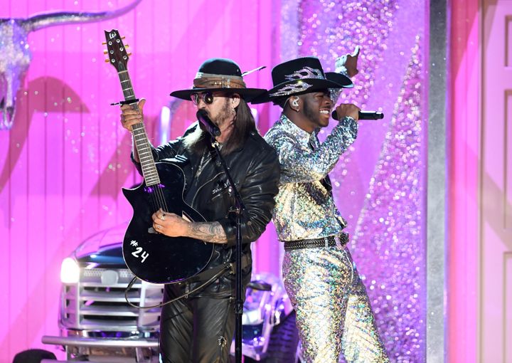 Billy Ray Cyrus and Lil Nas X perform onstage during the 62nd Annual Grammy Awards on Jan. 26, 2020, in Los Angeles.
