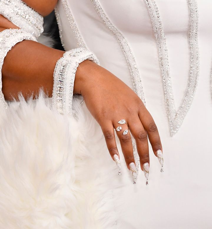 Lizzo's bejeweled nails at the Grammys.
