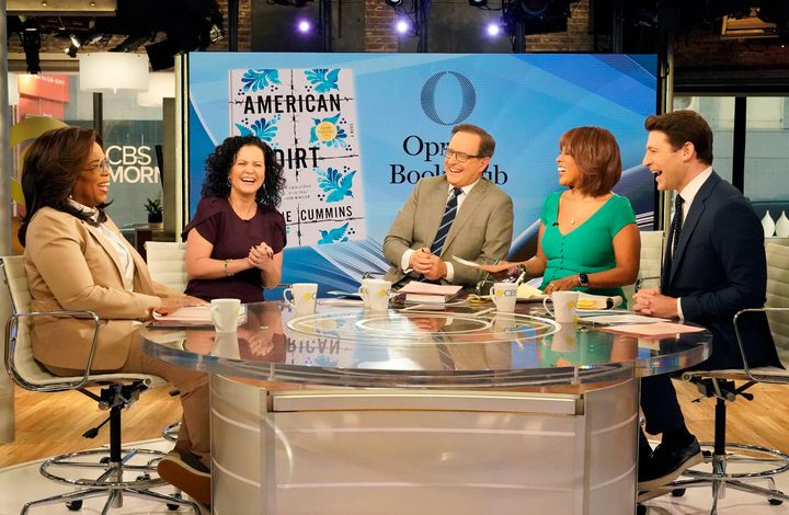 Oprah Winfrey with author Jeanine Cummins, Gayle King, Anthony Mason and Tony Dokoupil&nbsp; on "CBS This Morning."