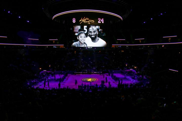 The Minnesota Timberwolves honor Kobe Bryant and his daughter Gianna before a game on Jan. 27, 2020.