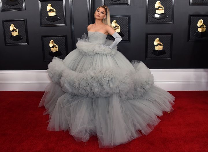 Ariana Grande arrives at the 62nd annual Grammy Awards at the Staples Center on Sunday, Jan. 26, 2020, in Los Angeles. (Photo