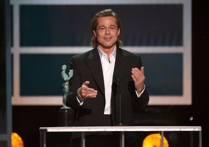 Brad Pitt accepts an award at the 26th annual Screen Actors Guild Awards over the weekend.&nbsp;