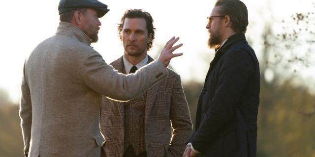 Guy Ritchie, Matthew McConaughey and Charlie Hunnam filming a scene from "The Gentlemen." 