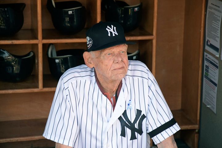 New York Yankees' pitcher Don Larsen in 2018. He died on Wednesday at the age of 90.