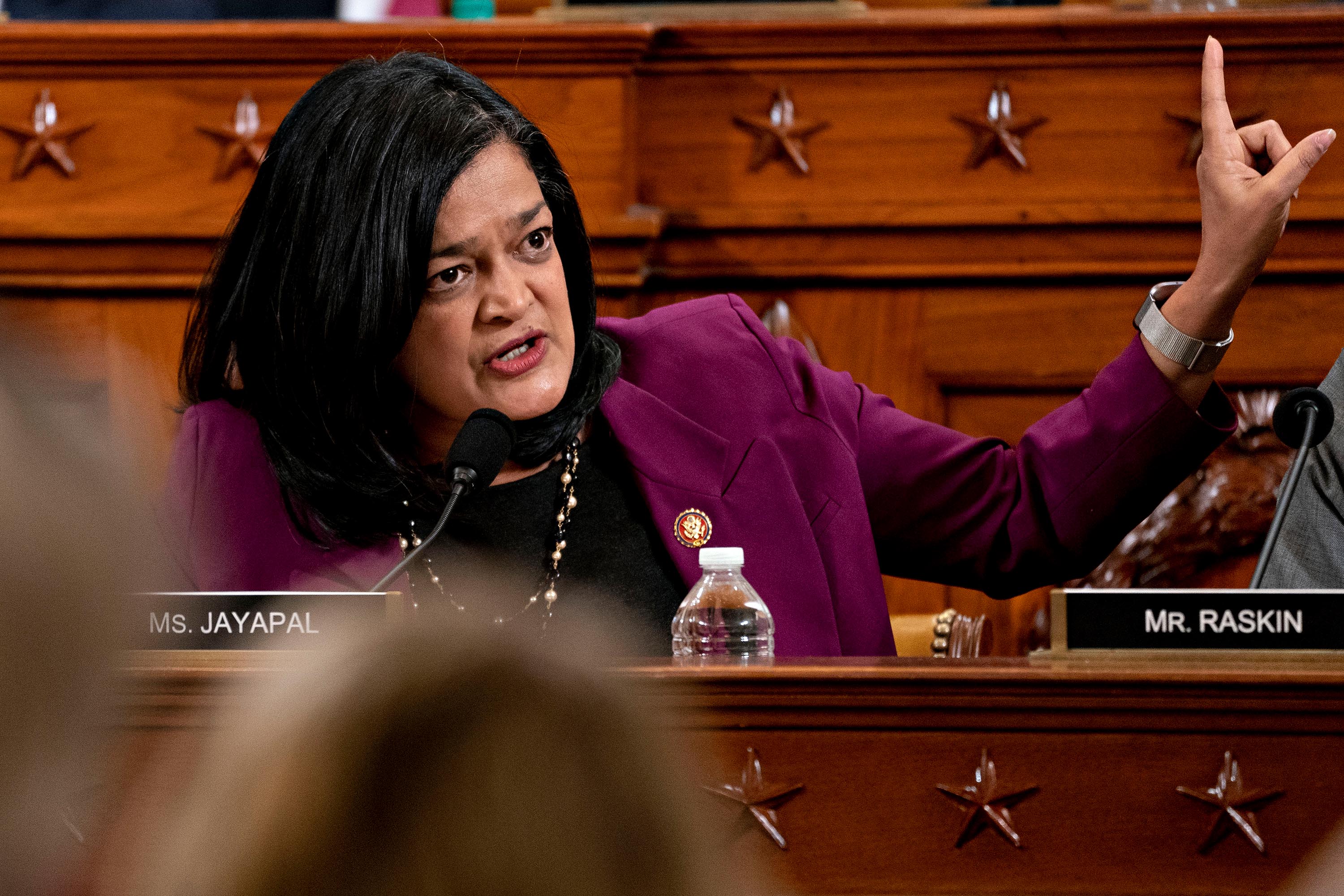 Rep. Pramila Jayapal speaks during a House Judiciary Committee markup hearing on the Articles of Impeachment against President Trump in December 2019.