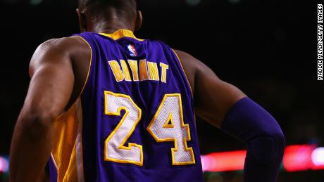 A detail of Kobe Bryant #24 of the Los Angeles Lakers&#39; jersey during the second quarter against the Boston Celtics at TD Garden on December 30, 2015 in Boston, Massachusetts.