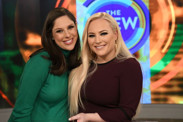 Abby Huntsman and Meghan McCain on "The View" in March 2019.