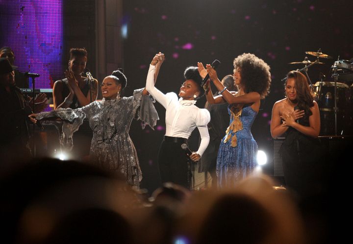 Patti LaBelle, Janelle Mon&aacute;e, Esperanza Spalding and Alicia Keys perform a tribute to Prince during the 2010 BET Award