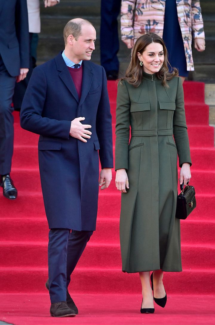 Prince William and Kate Middleton leave after their visit to City Hall in Bradford's Centenary Square on Jan. 15 in Bradford,