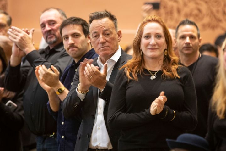 Bruce Springsteen and Patti Scialfa applauded as their son Sam Springsteen was sworn in as a Jersey City Fire Department recr