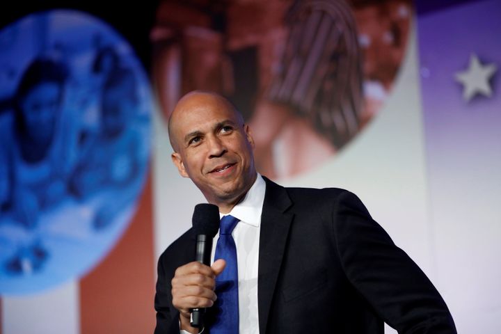 Sen. Cory Booker at the SEIU's Unions for All summit in Los Angeles in October.&nbsp;