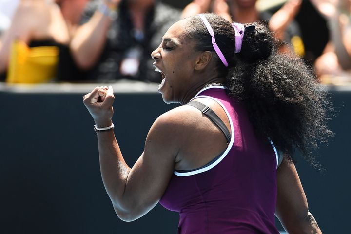 United States' Serena Williams celebrates a point during her quarter finals singles match against Germany's Laura Siegemund a