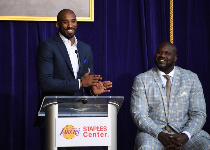 Kobe Bryant was part of the ceremony to unveil a statue of his former Los Angeles Lakers teammate, Shaquille O&rsquo;Neal, at