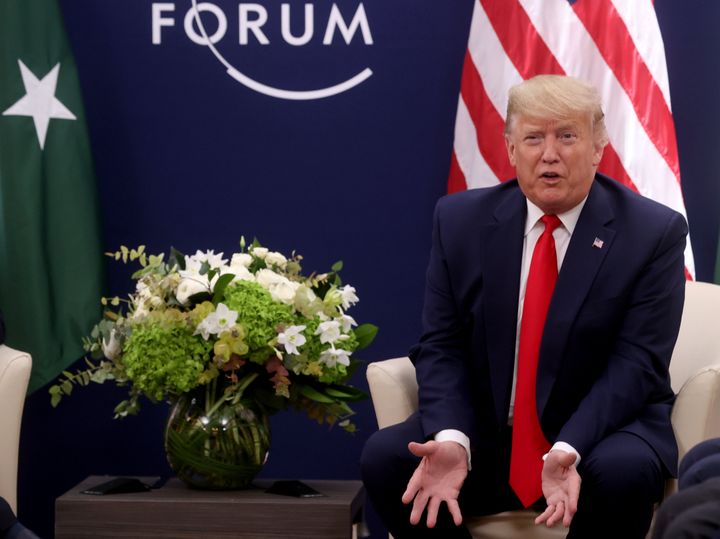 President Donald Trump at a meeting at the 50th World Economic Forum in Davos, Switzerland, on Tuesday.&nbsp;