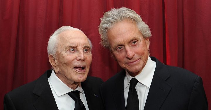 Kirk Douglas and his oldest son, Michael, in October 2011.