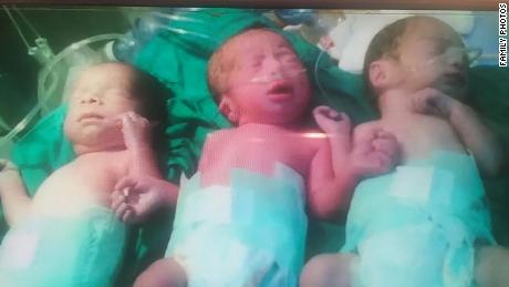 One of Tursun&#39;s few pictures of her three triplets together before Mohaned died in 2015.