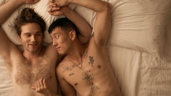 Thom (Van Hansis, left) and Clifford (Jake Choi) enjoy an afternoon rendezvous.