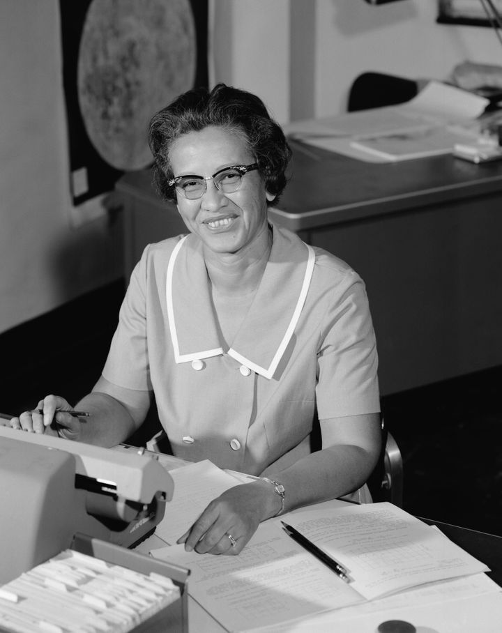 NASA space scientist and mathematician Katherine Johnson poses for a portrait at the Langley Research Center &mdash; then cal