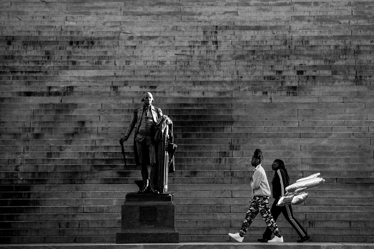 The statue of George Washington on the steps of the South Carolina Statehouse in Columbia, South Carolina.&nbsp;