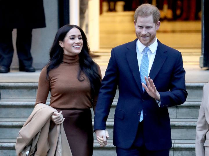The Duke and Duchess of Sussex depart Canada House on Jan. 7 in London.
