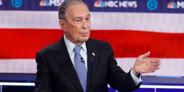 Democratic presidential candidate, former New York City Mayor Mike Bloomberg speaks during a Democratic presidential primary debate Wednesday, Feb. 19.