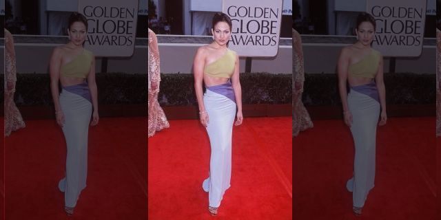 Jennifer Lopez at the Golden Globes in 1998. (Photo by Jeffrey Mayer/WireImage via Getty)