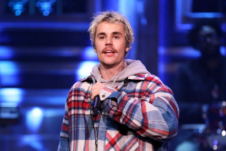 Justin Bieber (and his mustache) performs on "The Tonight Show With Jimmy Fallon."