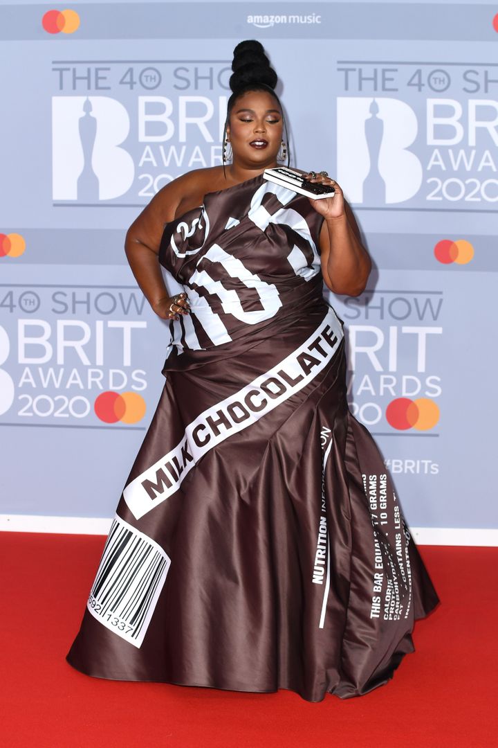 Lizzo at the BRIT Awards 2020 in London on Tuesday.