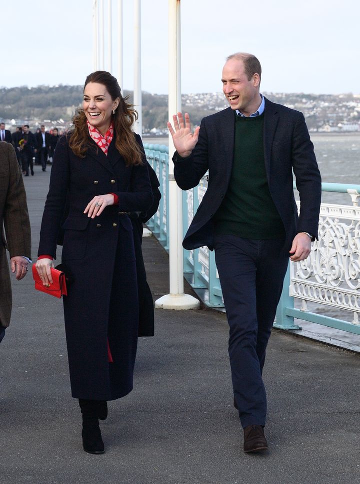 The Duke and Duchess of Cambridge during their visit to Wales on Tuesday.
