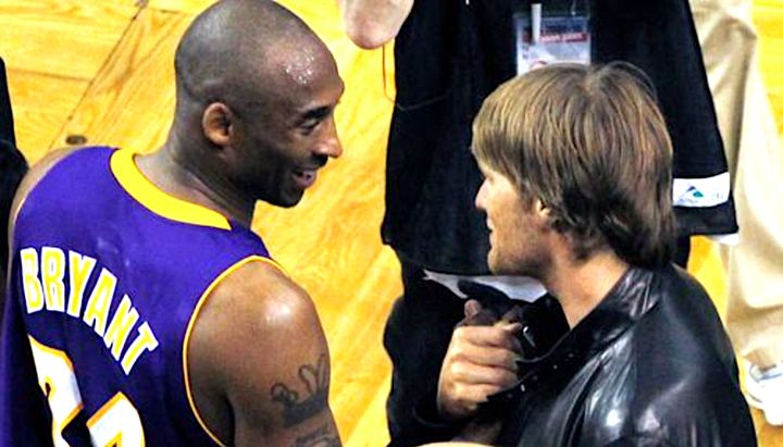 Kobe Bryant and Tom Brady chatted after Game 3 the 2010 NBA Finals between the Los Angeles Lakers and the Boston Celtics.
