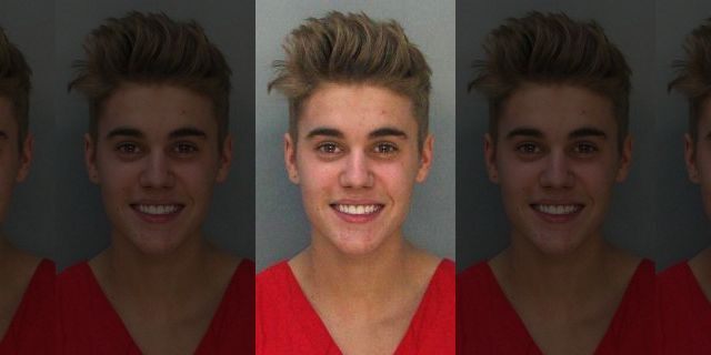 Justin Bieber's mugshot following his DUI arrest in 2014.