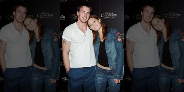 Jessica Biel &amp; Chris Evans during "The Texas Chainsaw Massacre" Halloween Party At The Mondrian Hotel at Sky Bar At The Mondrian Hotel in West Hollywood, California, United States.