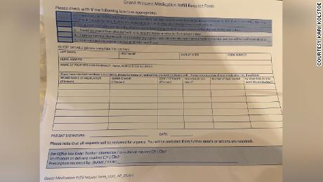 Kari Kolstoe was asked to fill out this medication refill request form.