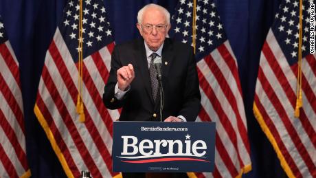 Sanders speaks to reporters on Wednesday, March 11, 2020, in Burlington, Vt. 