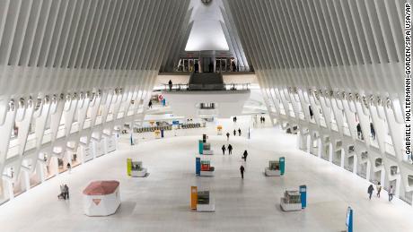 An almost deserted Oculus, a major transportation hub, during the Coronavirus outbreak on Saturday in New York City.