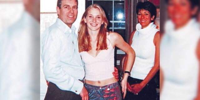 Photo from 2001 that was included in court files released last week shows Prince Andrew with his arm around the waist of 17-year-old Virginia Giuffre who says Jeffrey Epstein paid her to have sex with the prince. Andrew has denied the charges. In the background is Epstein's girlfriend Ghislaine Maxwell.