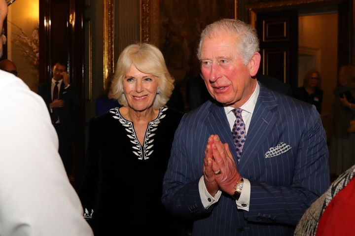 Camilla, Duchess of Cornwall and the Prince of Wales attend the Commonwealth Day reception 2020 on March 9.&nbsp;
