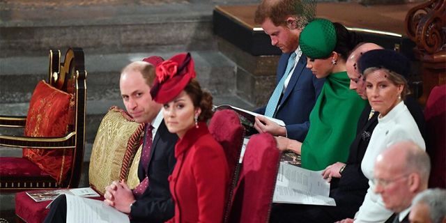 Prince William, Duke of Cambridge, Catherine, Duchess of Cambridge, Prince Harry, Duke of Sussex, Meghan, Duchess of Sussex, Prince Edward, Earl of Wessex and Sophie, Countess of Wessex attend the Commonwealth Day Service 2020 on March 9, 2020, in London, England.