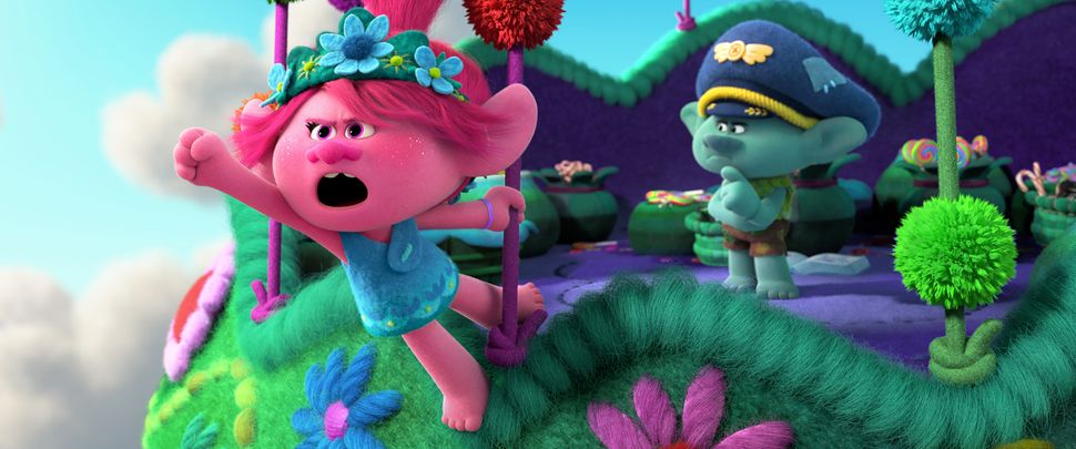 Characters voiced by Anna Kendrick and Justin Timberlake in "Trolls World Tour."
