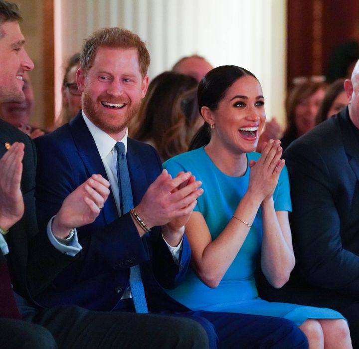 The Duke and Duchess of Sussex cheer on a wedding proposal as they attend the annual Endeavour Fund Awards at Mansion House o