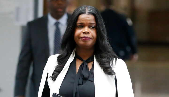 Cook County State's Attorney Kim Foxx arrives to speak with reporters about R. Kelly's first court appearance on Feb. 23 in C