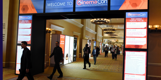 CinemaCon attendees walking through the lobby during CinemaCon 2018 in Las Vegas, the official convention of the National Association of Theatre Owners. 