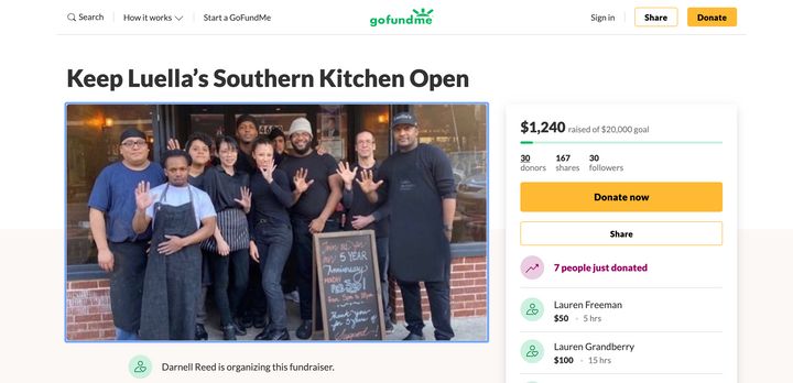 Darnell Reed has set up a GoFundMe to help keep his restaurant in business. 