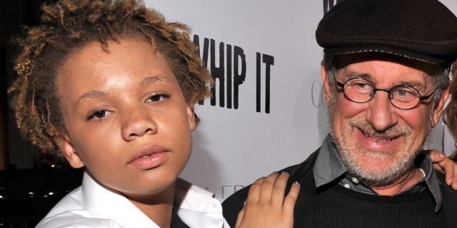 Director Steven Spielberg and his daugther Mikaela arrive on the red carpet at the Los Angeles premiere of "Whip It" at the Grauman's Chinese Theatre on September 29, 2009 in Hollywood, California.