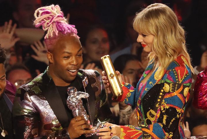 Todrick Hall and Taylor Swift onstage during the 2019 MTV Video Music Awards.