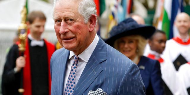 In this Monday, March 9, 2020 file photo, Britain's Prince Charles and Camilla the Duchess of Cornwall, in the background, leave after attending the annual Commonwealth Day service at Westminster Abbey in London, Monday, March 9, 2020. Prince Charles, the heir to the British throne, has tested positive for the new coronavirus. The prince’s Clarence House office reported on Wednesday, March 25, 2020, that the 71-year-old is showing mild symptoms of COVID-19 and is self-isolating at a royal estate in Scotland.