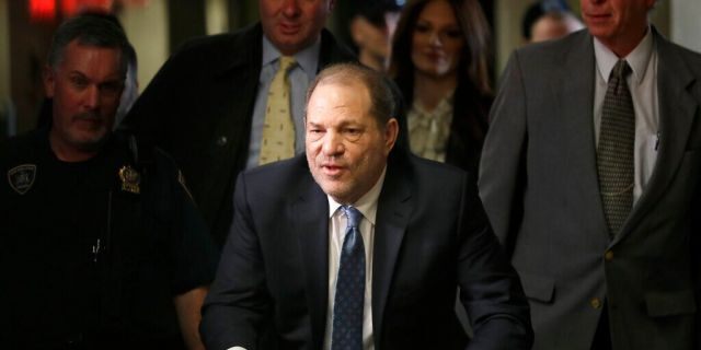 Harvey Weinstein arrives at a Manhattan courthouse for jury deliberations in his rape trial, Monday, Feb. 24, 2020, in New York. 